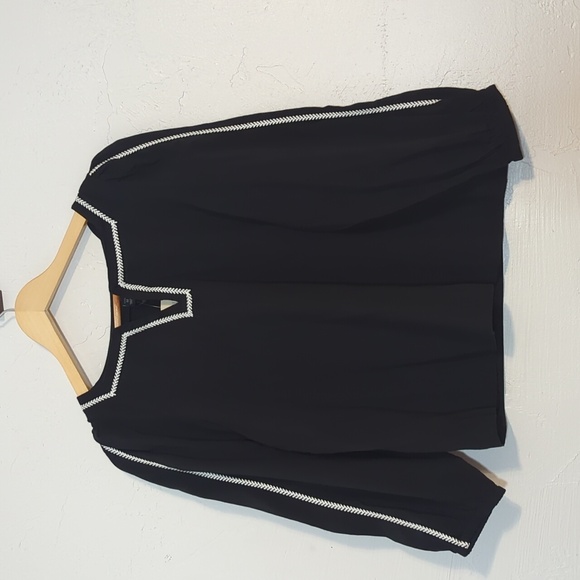 Banana Republic Tops - Banana Republic Black Boho Lightweight Cotton Casual Office Blouse Minimalist